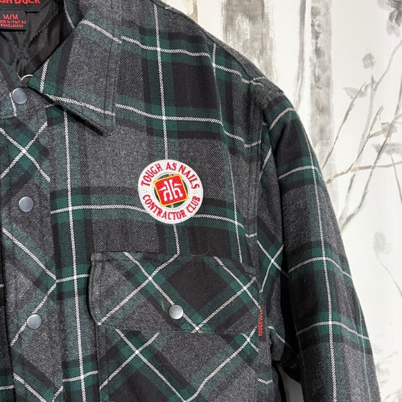 Men's Black and Green Plaid Military Jacket - Picture 3 of 8